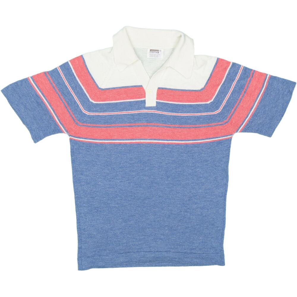 Vintage Retro Stripe Knit Polo Shirt 70s